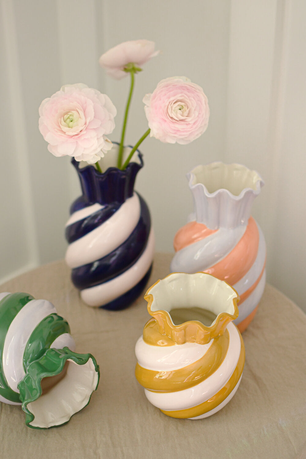 Candy vase, mørkegrøn/lavendel - H15,5cm